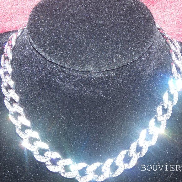 20mm White Gold Diamond Miami Cuban Link Chain - Picture 1 of 2
